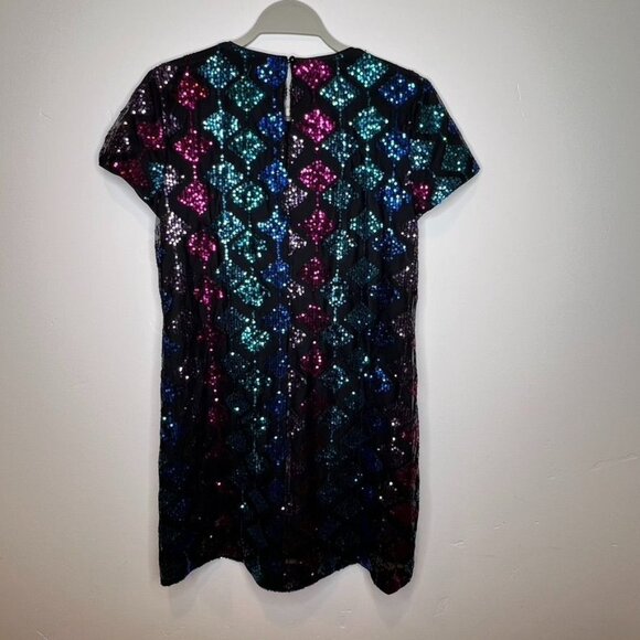 London Times Petites Short Shift Sequin Dress 8P  Multicolor Short Sleeve NWT - Picture 7 of 8